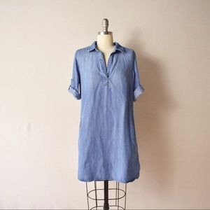 Anthro Cloth & Stone Acata Chambray Tunic Shirt Dress